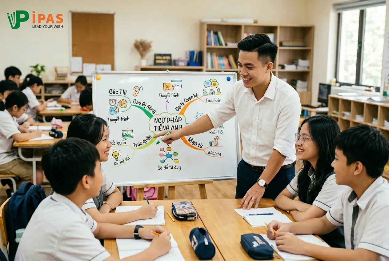 Giáo viên dạy cấu trúc ngữ pháp tiếng Anh thi THPT Quốc gia.