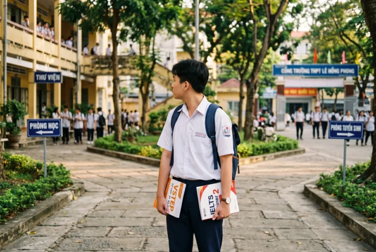 Học sinh cấp 3 Việt Nam đang cân nhắc so sánh IELTS và VSTEP để xét tuyển Đại học.