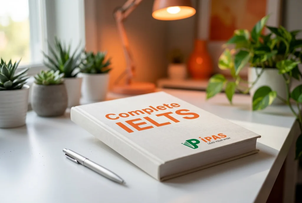 Hình ảnh thực tế mô phỏng bìa bộ sách Complete IELTS dùng trong lộ trình tự học tiếng Anh.