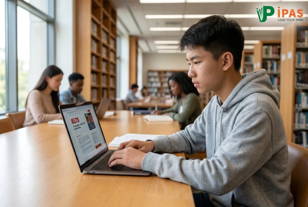 Hình ảnh nữ sinh viên Việt Nam đang tìm hiểu về kỳ thi IELTS 2026 có gì thay đổi và bứt phá band điểm.