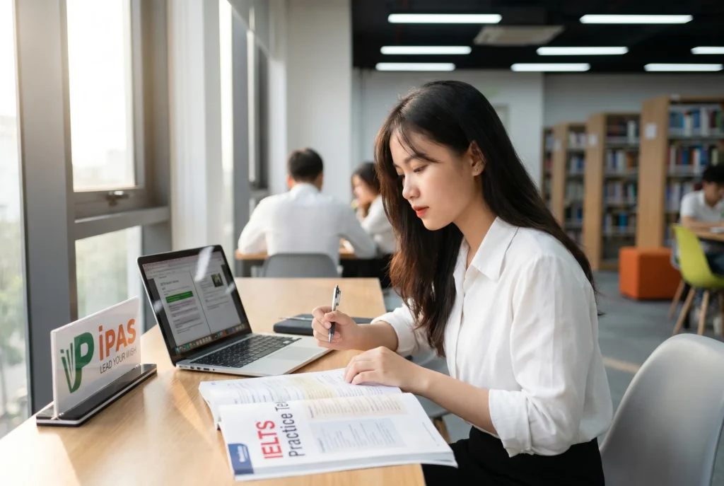 Hình ảnh minh họa về phương pháp học IELTS hiệu quả tại không gian lớp học hiện đại của IPAS Hải Phòng